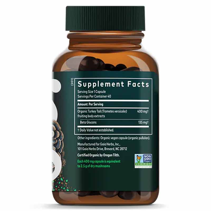 Turkey Tail Mushroom Immune & Liver Support, 40 Vegan Capsules, by Gaia Herbs, image #2