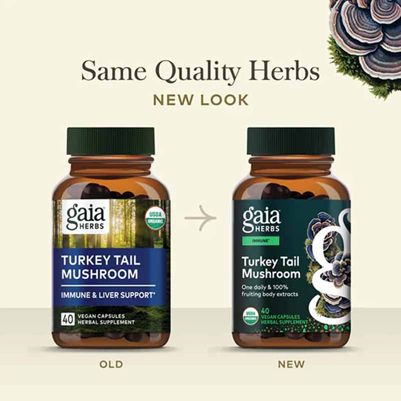 Turkey Tail Mushroom Immune & Liver Support, 40 Vegan Capsules, by Gaia Herbs, image #4