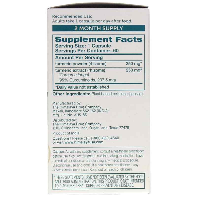 Turmeric 95 with Curcumin, 60 Veg Capsules, by Himalaya, image #2