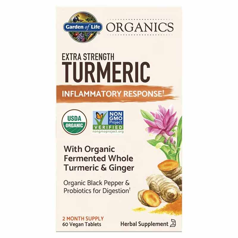 Turmeric Extra Strength, 60 Veg Tablets, by Garden of Life mykind Organics