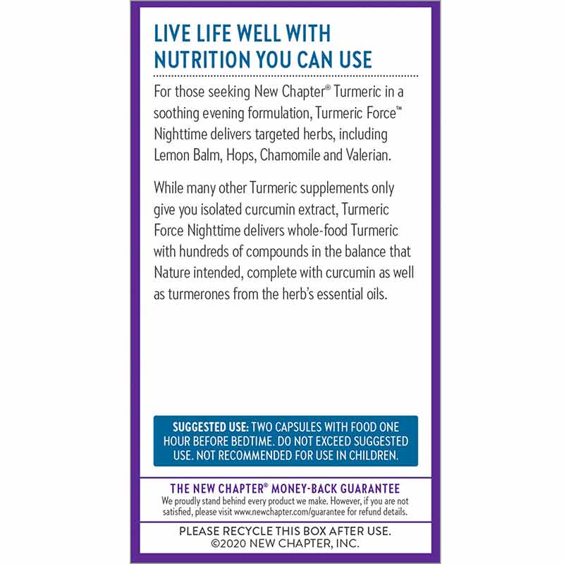 Turmeric Force Nighttime, 60 Veg Capsules, by New Chapter, image #3