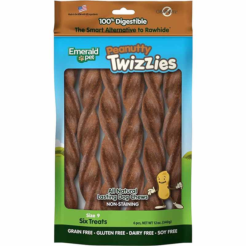 Twizzies Natural Dog Chews, Peanutty, 9 Inches, by Emerald Pet
