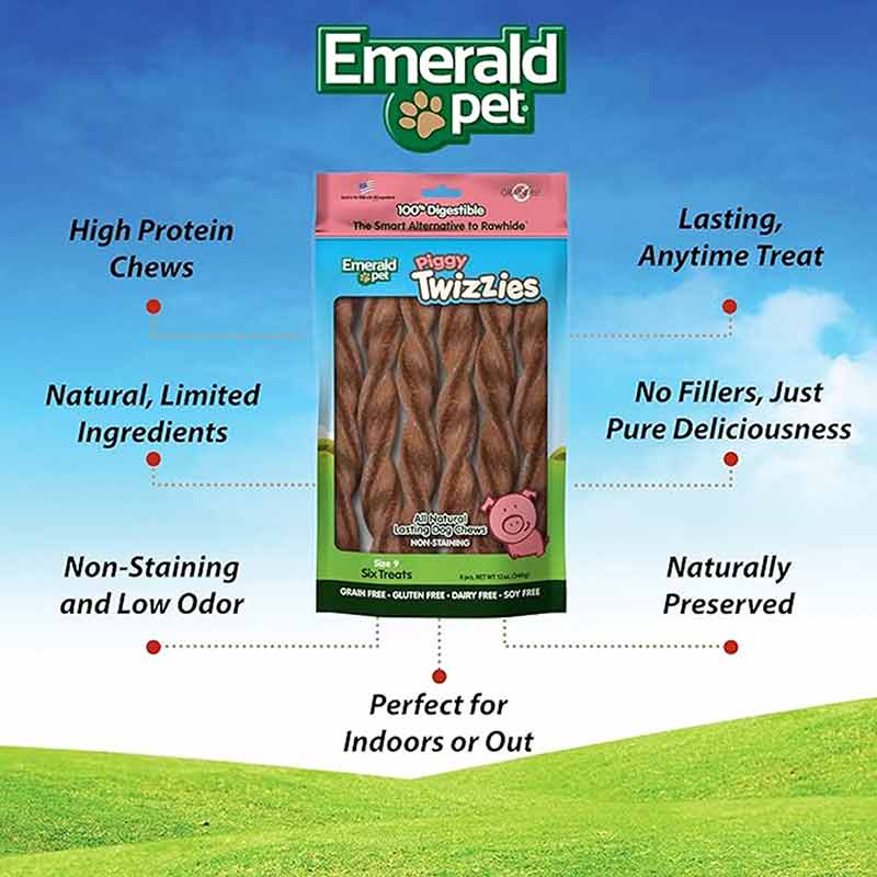 Twizzies Natural Dog Chews, Piggy, 9 Inches, by Emerald Pet, image #2
