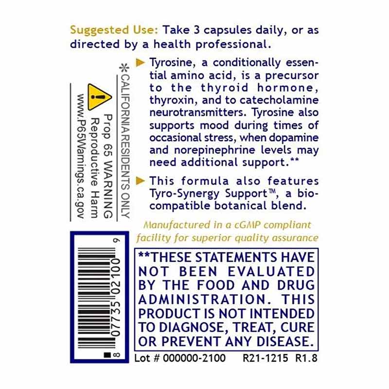 Tyrosine Matrix Neurotransmitter Support, by Premier Research Labs, image #3