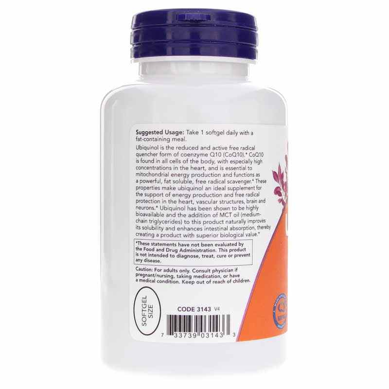 Ubiquinol 100 Mg, 120 Softgels, by NOW Foods, image #3