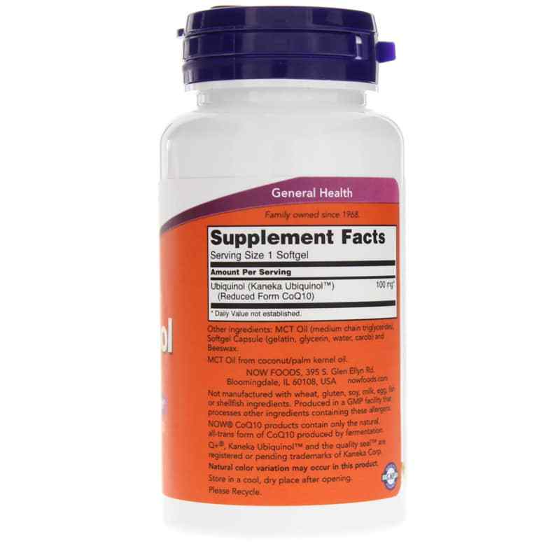 Ubiquinol 100 Mg, 60 Softgels, by NOW Foods, image #2