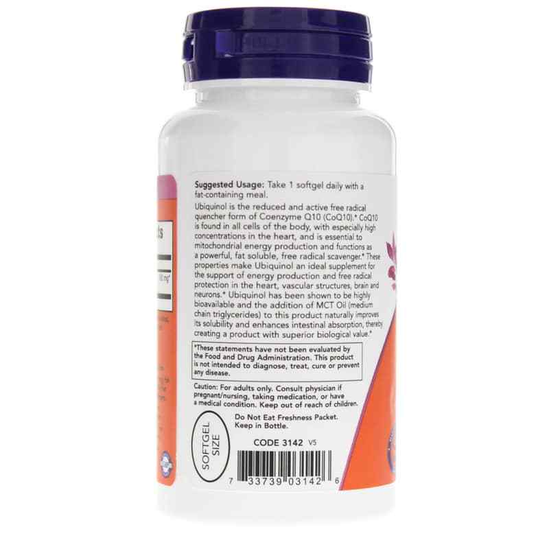 Ubiquinol 100 Mg, 60 Softgels, by NOW Foods, image #3