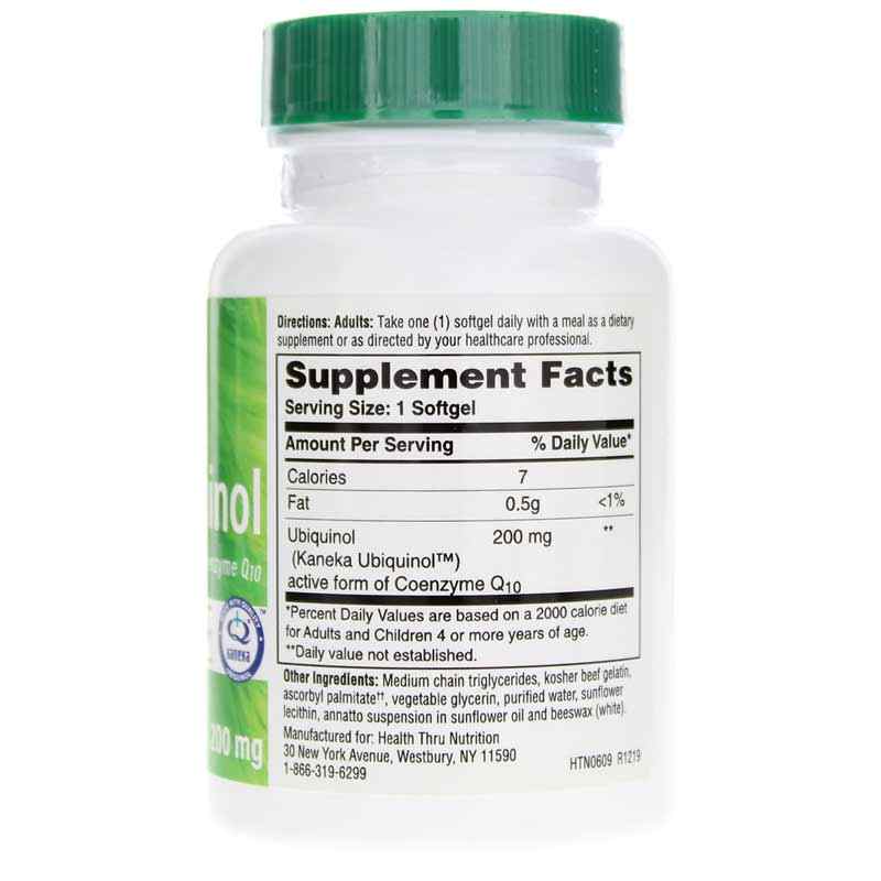 Ubiquinol 200 Mg, 30 Softgels, by Health Thru Nutrition, image #2