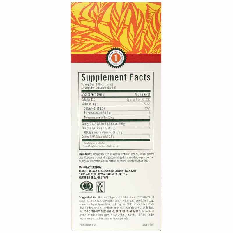 Udo's Oil 3-6-9 Blend, 17 Oz, by Flora, image #2