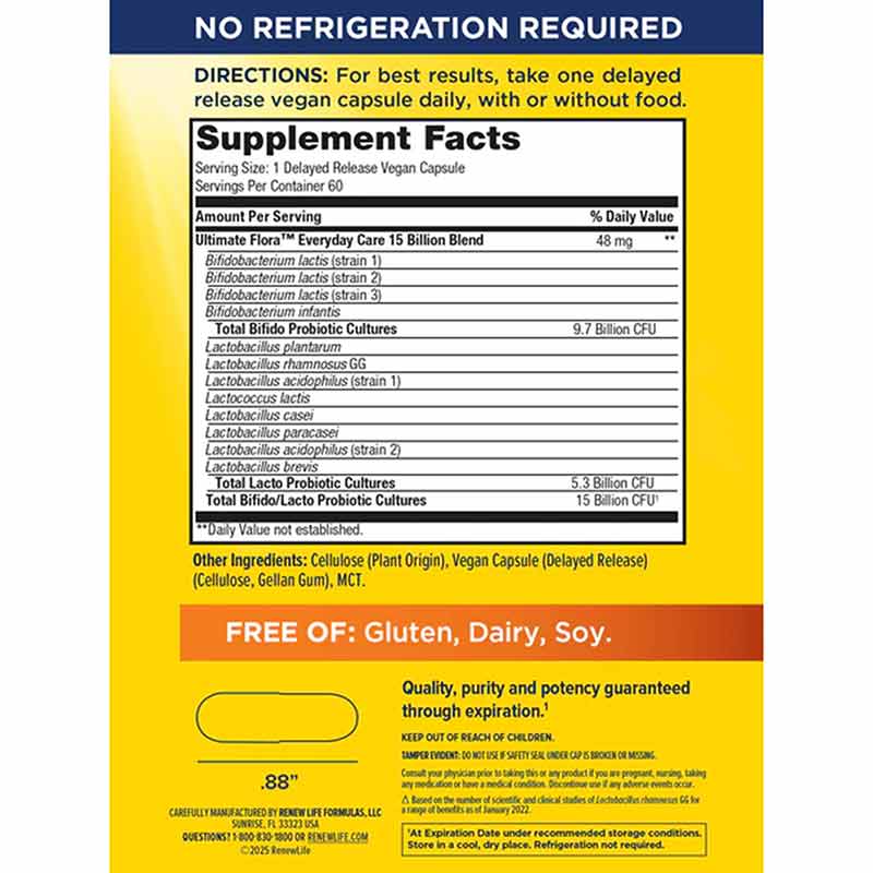 Ultimate Flora Probiotic 15 Billion Everyday Formula, 60 Veg Capsules, by Renew Life, image #2