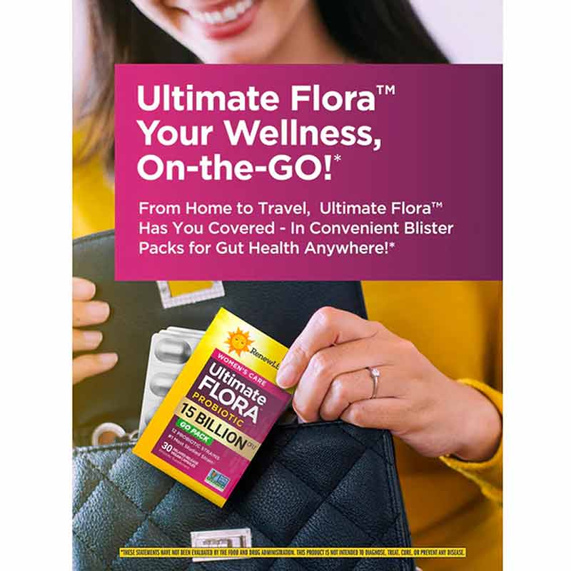 Ultimate Flora Probiotic 15 Billion Women's Care Go Pack, 30 Veg Capsules, by Renew Life, image #3