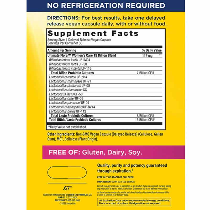 Ultimate Flora Probiotic 15 Billion Women's Care Go Pack, 30 Veg Capsules, by Renew Life, image #5