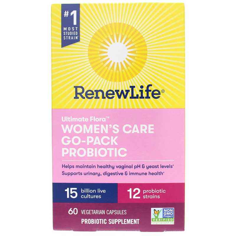 Ultimate Flora Probiotic 15 Billion Women's Care Go Pack, 60 Veg Capsules, by Renew Life