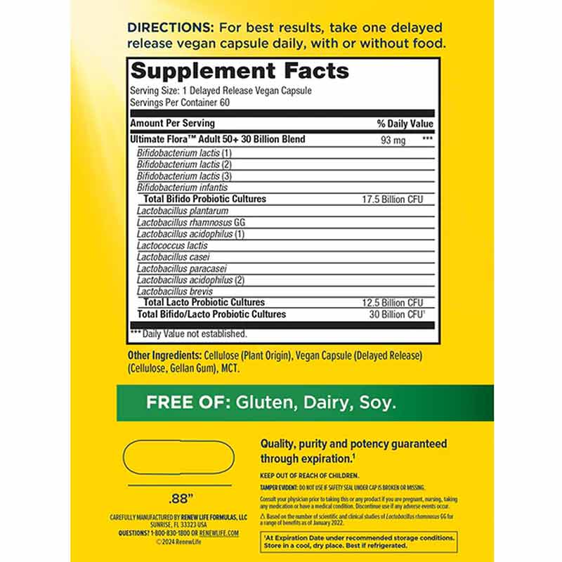 Ultimate Flora Probiotic 30 Billion Adult 50+ Formula, 60 Veg Capsules, by Renew Life, image #2