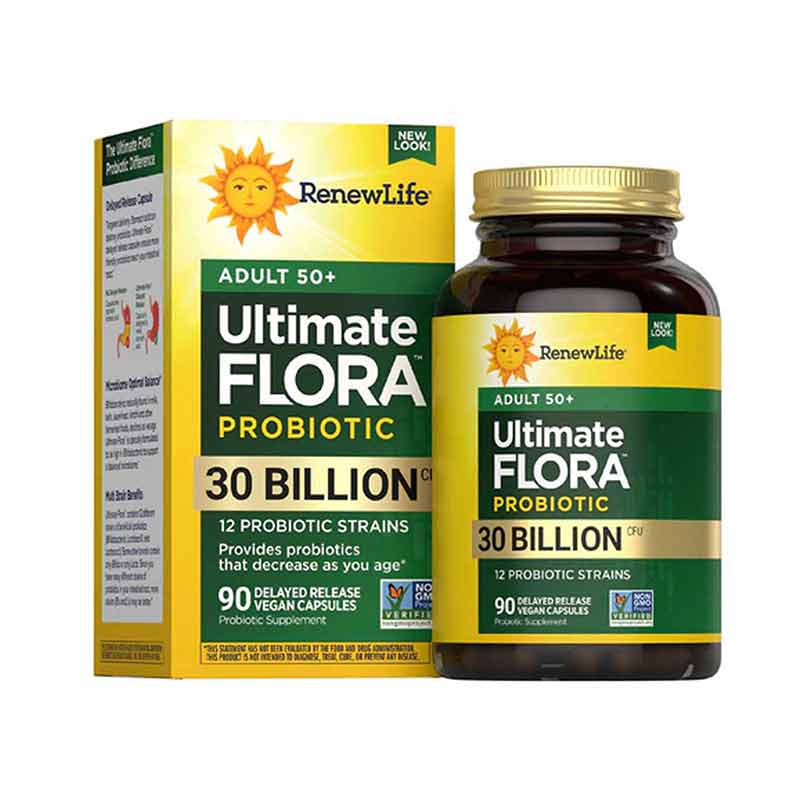 Ultimate Flora Probiotic 30 Billion Adult 50+ Formula, 90 Veg Capsules, by Renew Life