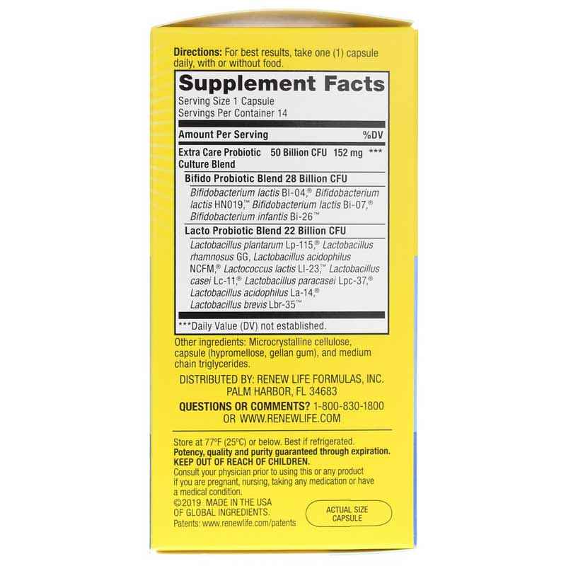 Ultimate Flora Probiotic 50 Billion Extra Care Formula, 14 Veg Capsules, by Renew Life, image #2