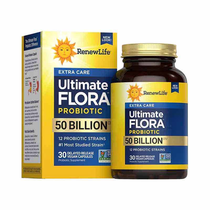 Ultimate Flora Probiotic 50 Billion Extra Care Formula, 30 Veg Capsules, by Renew Life