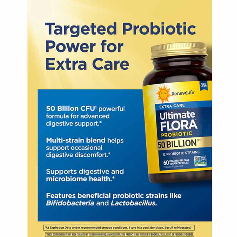 Ultimate Flora Probiotic 50 Billion Extra Care Formula, 60 Veg Capsules, by Renew Life, image #4