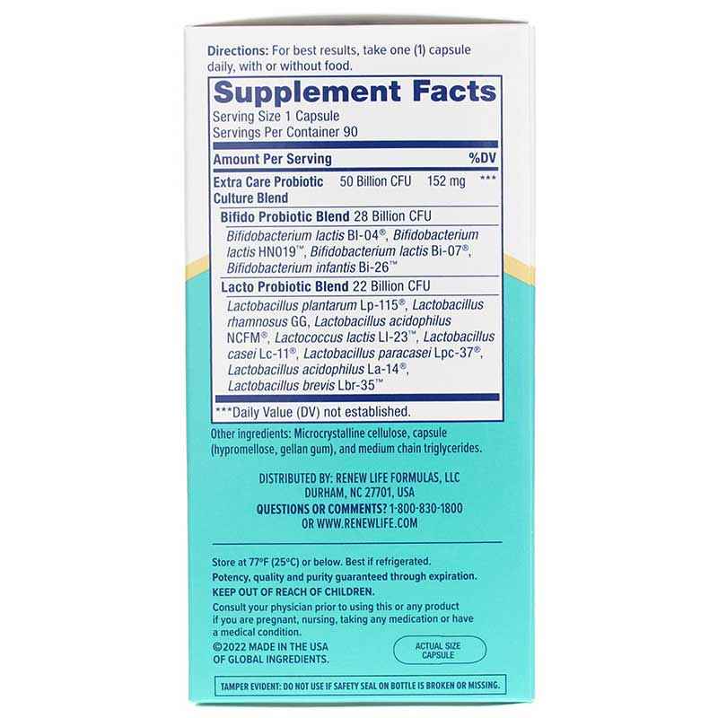 Ultimate Flora Probiotic 50 Billion Extra Care Formula, 90 Veg Capsules, by Renew Life, image #2