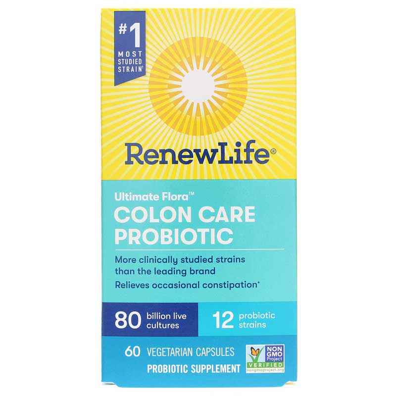 Ultimate Flora Probiotic 80 Billion Colon Care Formula, 60 Veg Capsules, by Renew Life