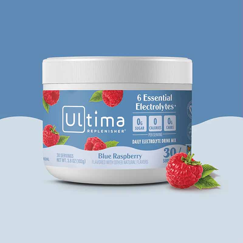 Ultima Replenisher Electrolyte Drink Mix, Blue Raspberry, 30 Servings, by Ultima Health Products