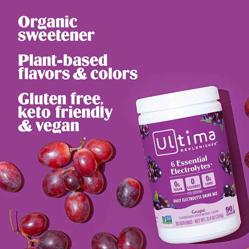 Ultima Replenisher Electrolyte Drink Mix, Grape, 90 Servings, by Ultima Health Products, image #3