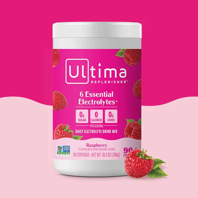 Ultima Replenisher Electrolyte Drink Mix, Raspberry, 90 Servings, by Ultima Health Products