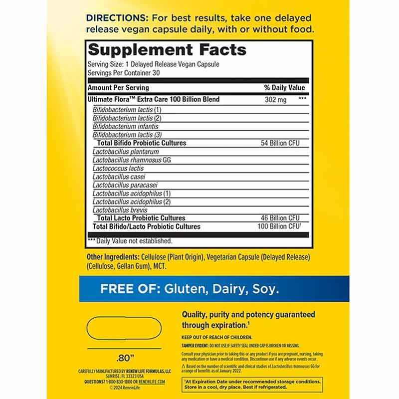 Ultimate Care Digestive Probiotic 100 Billion, 30 Veg Capsules, by Renew Life, image #2