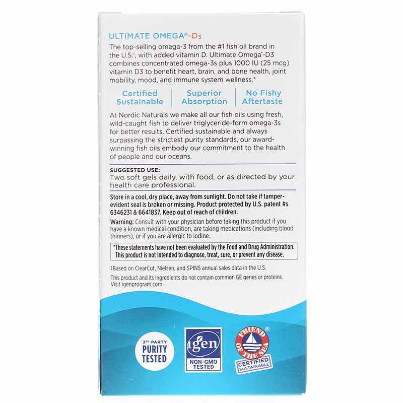 Ultimate Omega-D3, 60 Softgels, by Nordic Naturals, image #3