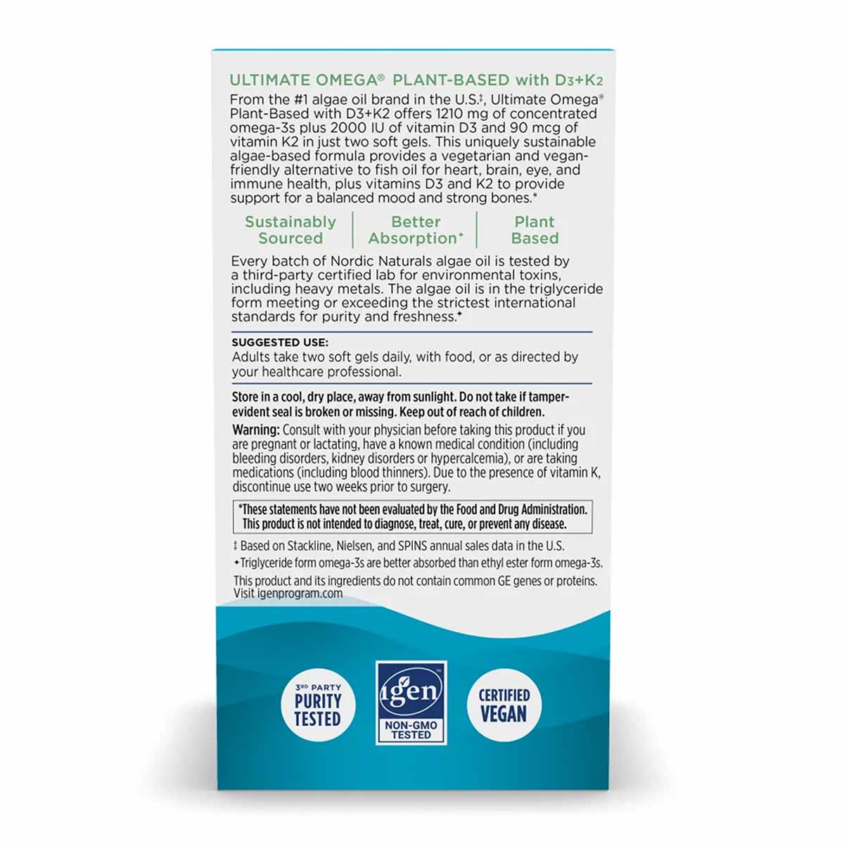 Ultimate Omega Plant-Based with D3+K2, by Nordic Naturals