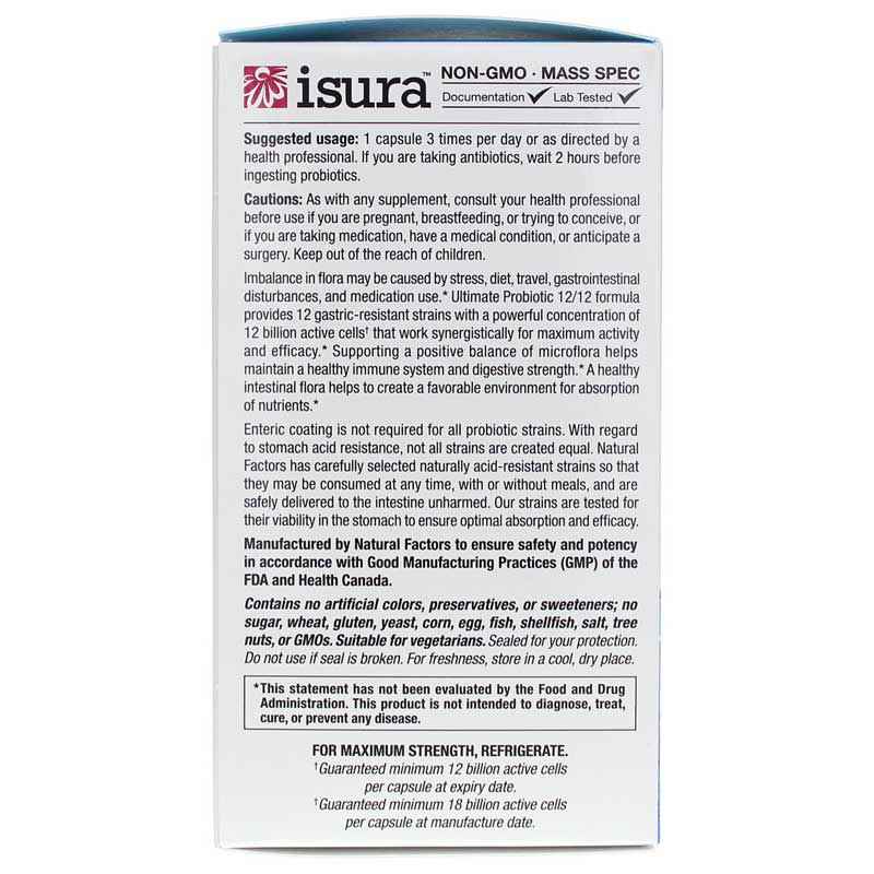 Ultimate Probiotic 12/12 Formula, 120 Veg Capsules, by Natural Factors, image #4