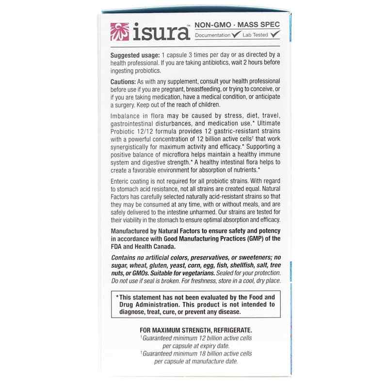 Ultimate Probiotic 12/12 Formula, 60 Veg Capsules, by Natural Factors, image #4