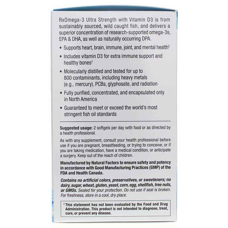 Ultra Strength RxOmega-3 Fish Oil with Vitamin D3, by Natural Factors, image #4