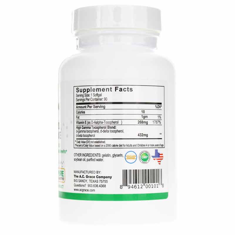 Unique E High Gamma Mixed Tocopherols, 90 Softgels, by A.C. Grace Company, image #2