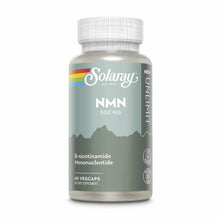 Solaray NMN 500 mg supplement bottle with white cap containing 60 vegcaps.
