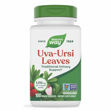 Nature's Way Uva-Ursi Leaves supplement bottle with green cap, 100 vegan capsules, 1,110 mg per serving.