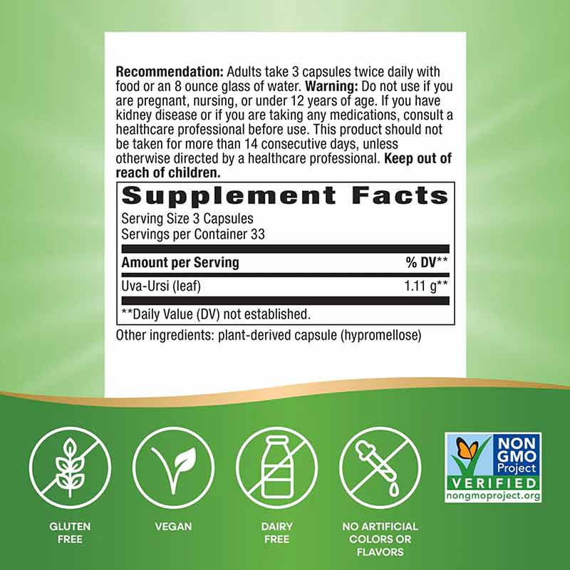 Uva Ursi Leaves, 100 Vegan Capsules, by Natures Way, image #3