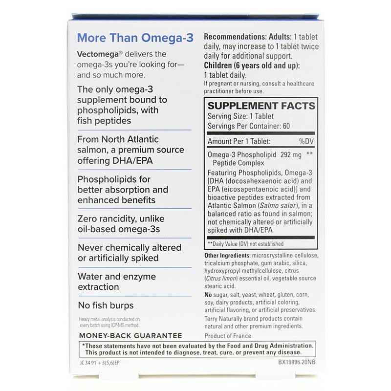 Vectomega Omega-3 Fatty Acid Complex Tablets, 60 Tablets, by Terry Naturally, image #3