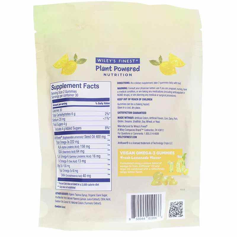 Vegan Omega-3 Gummies, Lemonade, by Wiley's Finest, image #2