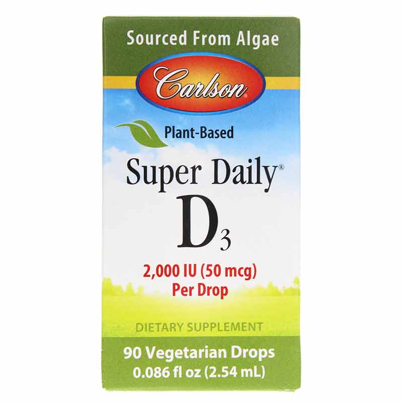 Vegetarian Super Daily D3 for Adults 2,000 IU, 90 Veg Drops, by Carlson Labs