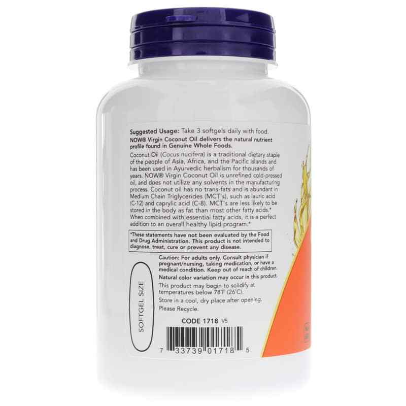 Virgin Coconut Oil 1000 Mg, by NOW Foods, image #3