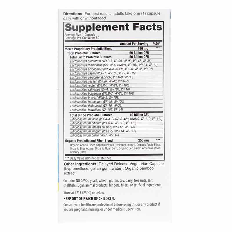 Vital Flora Men's Daily Probiotic + Prebiotics Shelf Stable, 60 Veg Capsules, by Vital Planet, image #2
