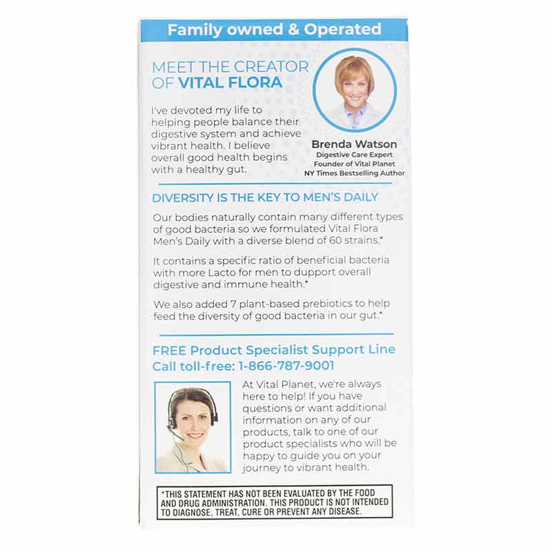 Vital Flora Men's Daily Probiotic + Prebiotics Shelf Stable, 60 Veg Capsules, by Vital Planet, image #3