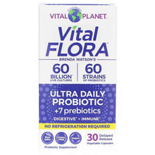 Vital Flora Ultra Daily Probiotic + Prebiotics Shelf Stable, 30 Veg Capsules, by Vital Planet