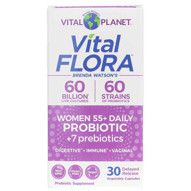 Vital Flora Women 55+ Daily Probiotic + Prebiotics, 30 Veg Capsules, by Vital Planet