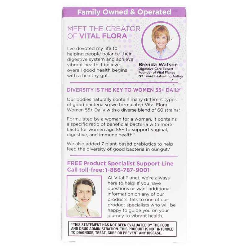 Vital Flora Women 55+ Daily Probiotic + Prebiotics, 60 Veg Capsules, by Vital Planet, image #3