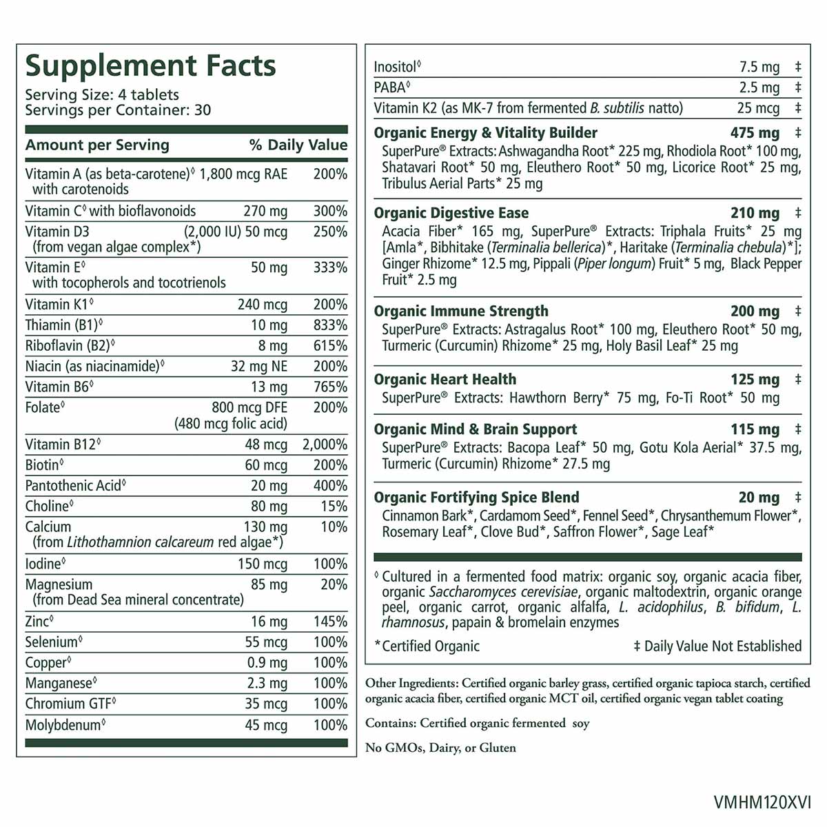 Vita-Min-Herb Men's Multivitamin Tablets, 120 Tablets, by Pure Synergy