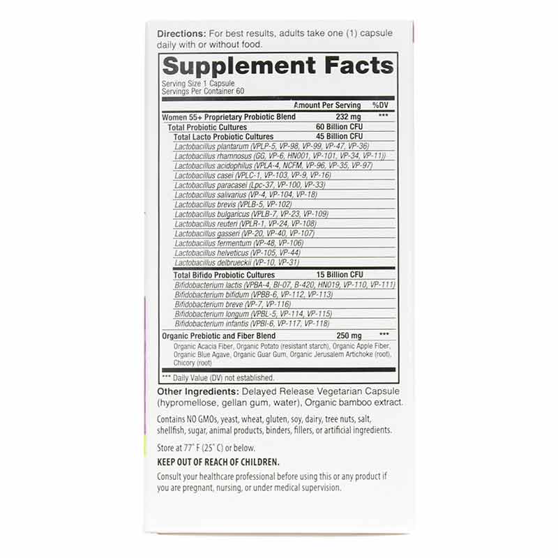 Vital Flora Women 55+ Probiotic + Prebiotics Shelf Stable, 60 Veg Capsules, by Vital Planet, image #2