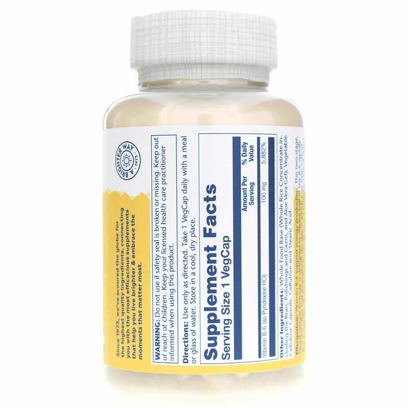 Vitamin B-6 100 Mg, 120 Veg Capsules, by Solaray, image #2