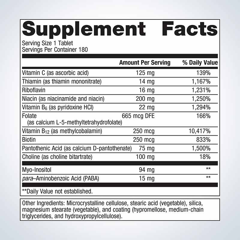 Vitamin B-Complex, 180 Tablets, by Metagenics, image #2